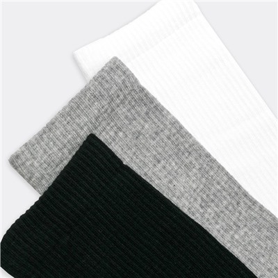 Набор мужских носков (3 пары), цвет белый/серый меланж/чёрный, размер 29-31